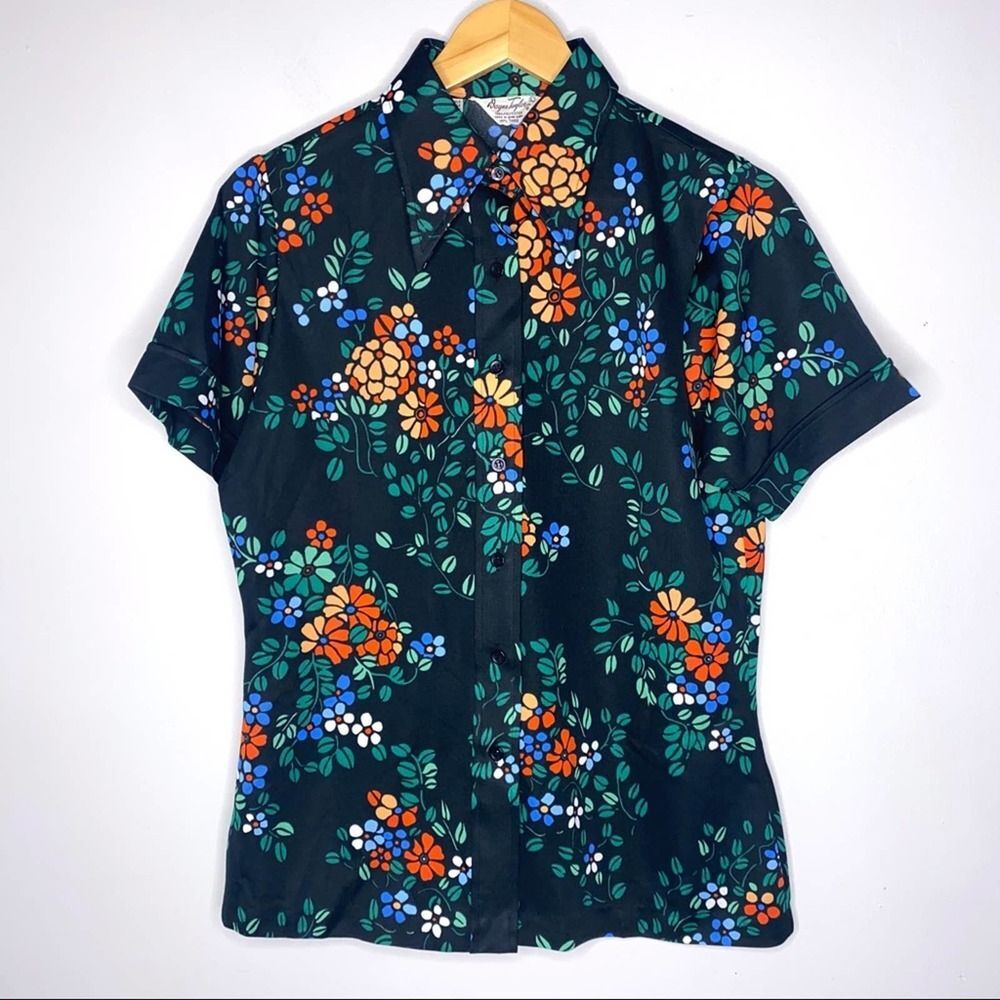 Dayne Taylor Vintage Retro 70’s Vibe Floral Blouse Size Large !